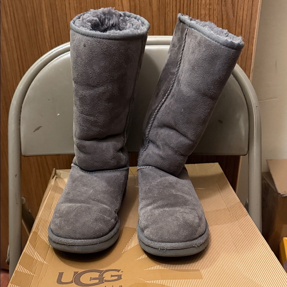 UGG Charcoal Plush-Lined Boots